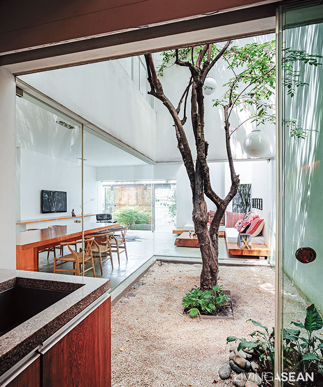 The center courtyard is visible from every point of view in the home.