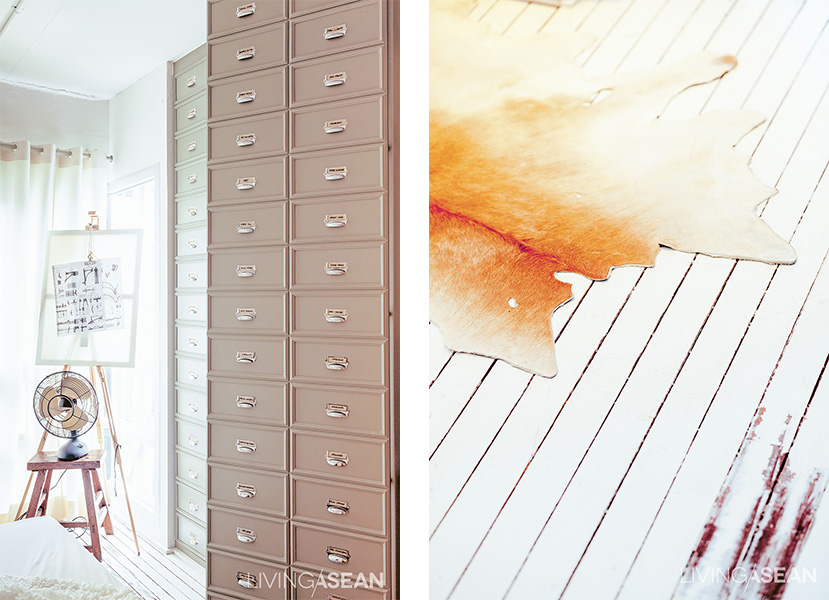 The cabinet face is designed to look as if it holds many drawers, adding more vintage details.