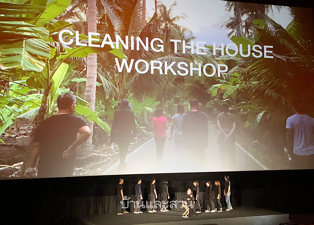 Abramovic explains the idea behind the Cleaning the House Workshop.