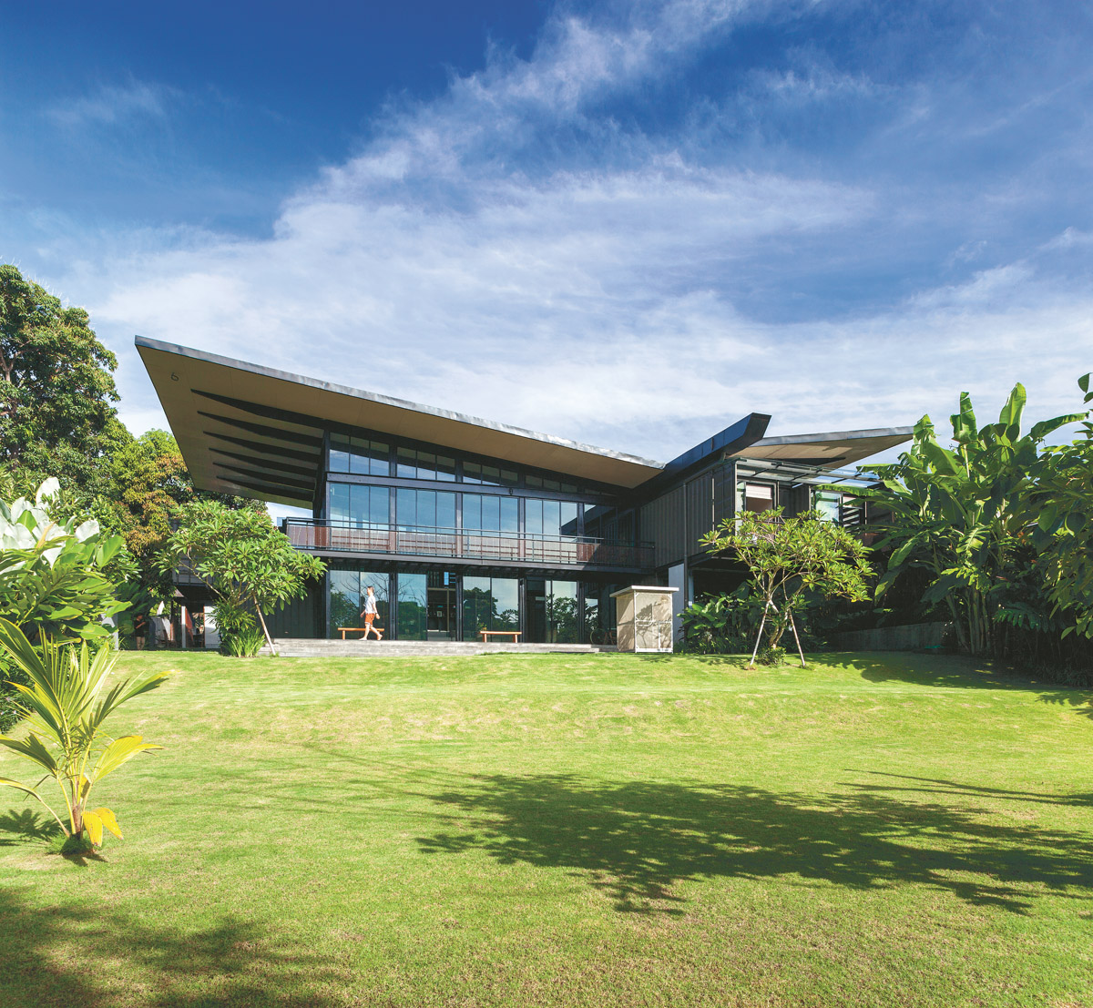 Container House with a Tropical Garden View Living ASEAN