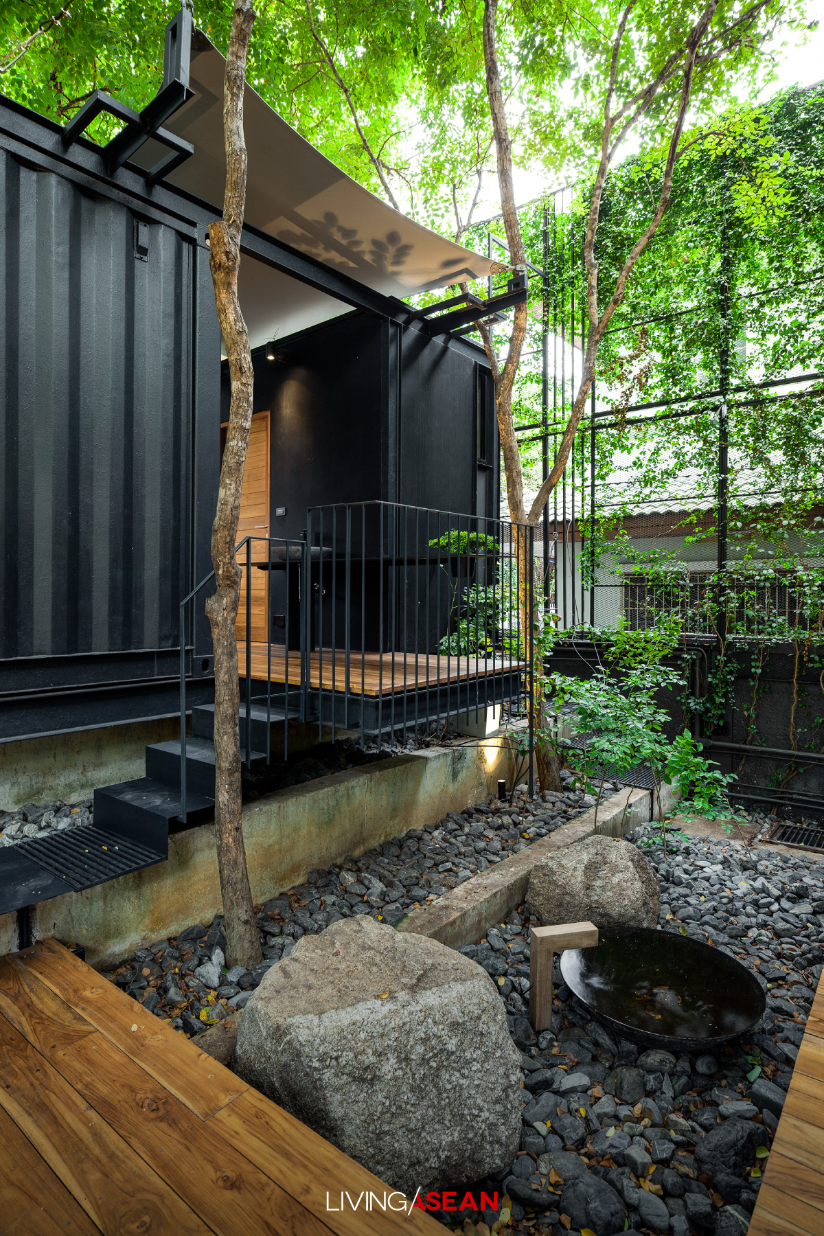 Container Home Amid an Enchanted Forest Garden