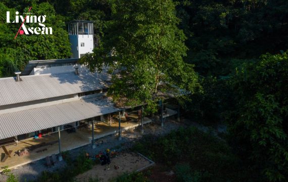 HNP House: Gable House in the Woods Where the Veranda Opens onto Bright Sunshine and Lush Green Trees