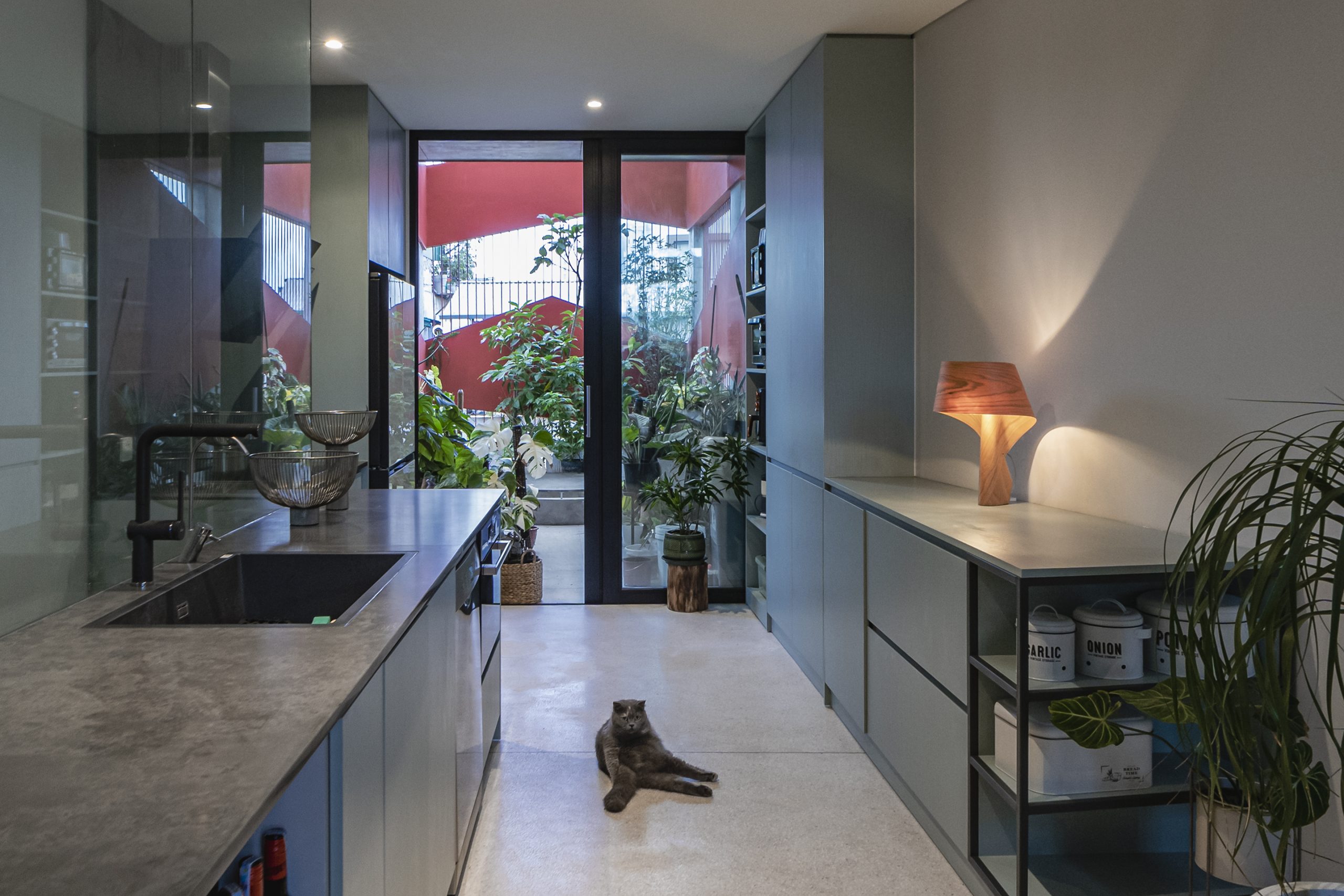 red-facade house