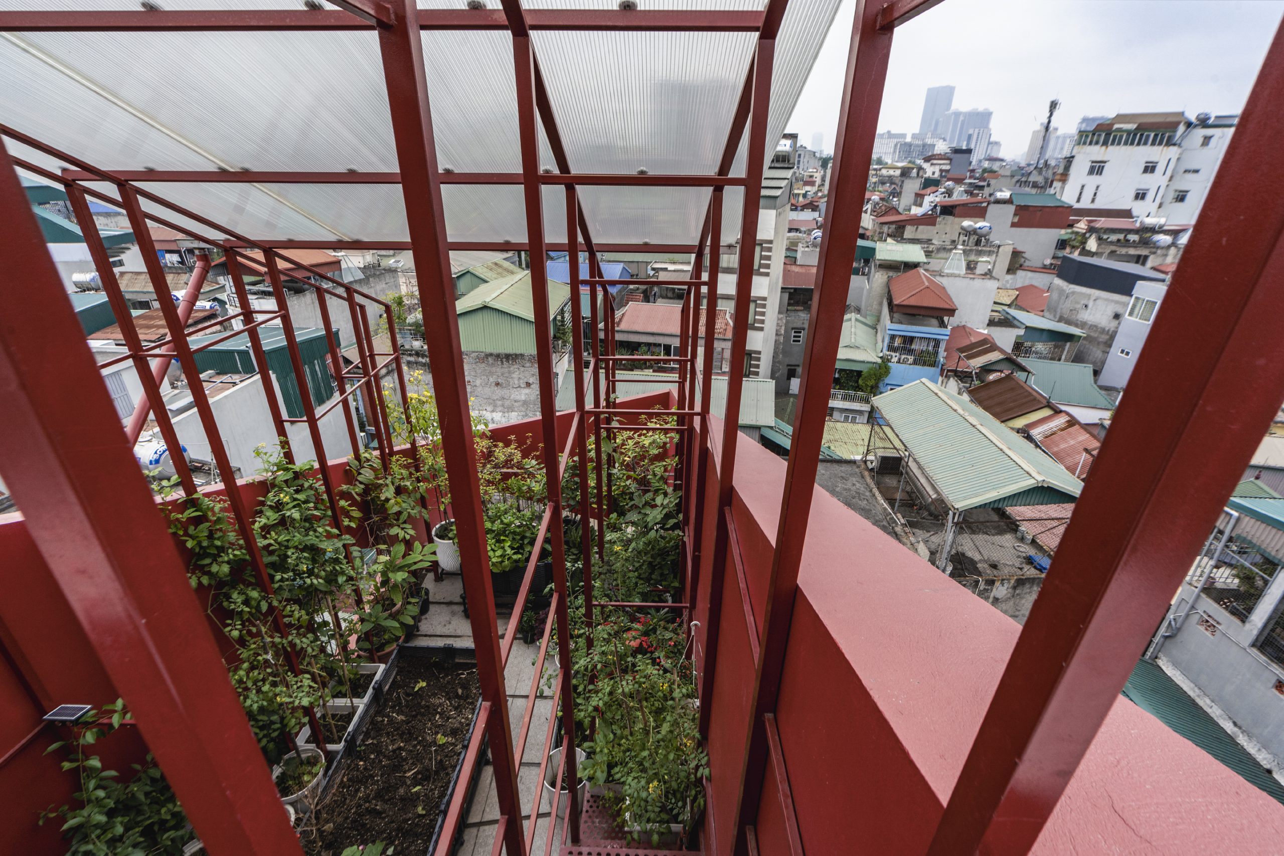 red-facade house