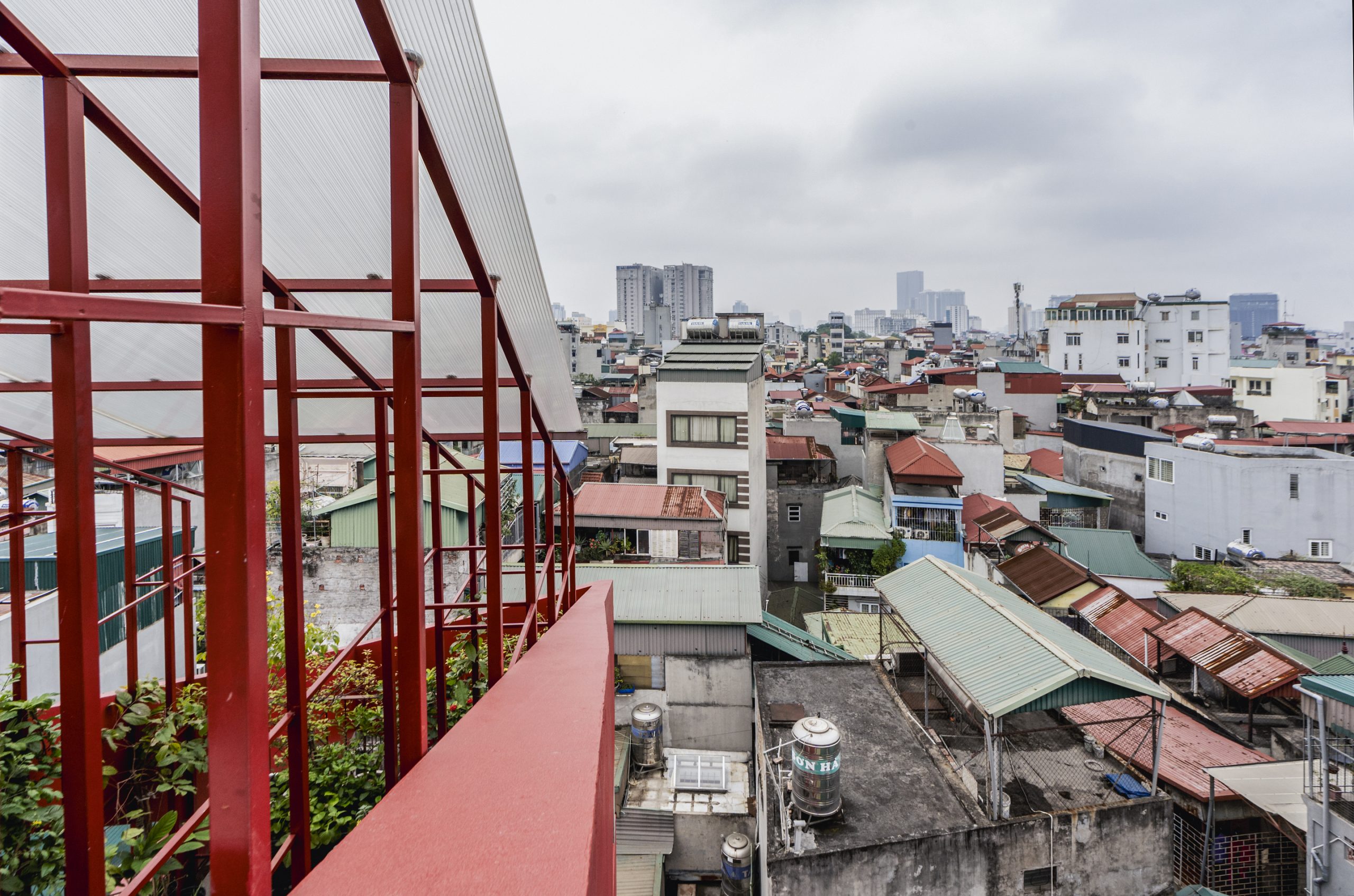 red-facade house