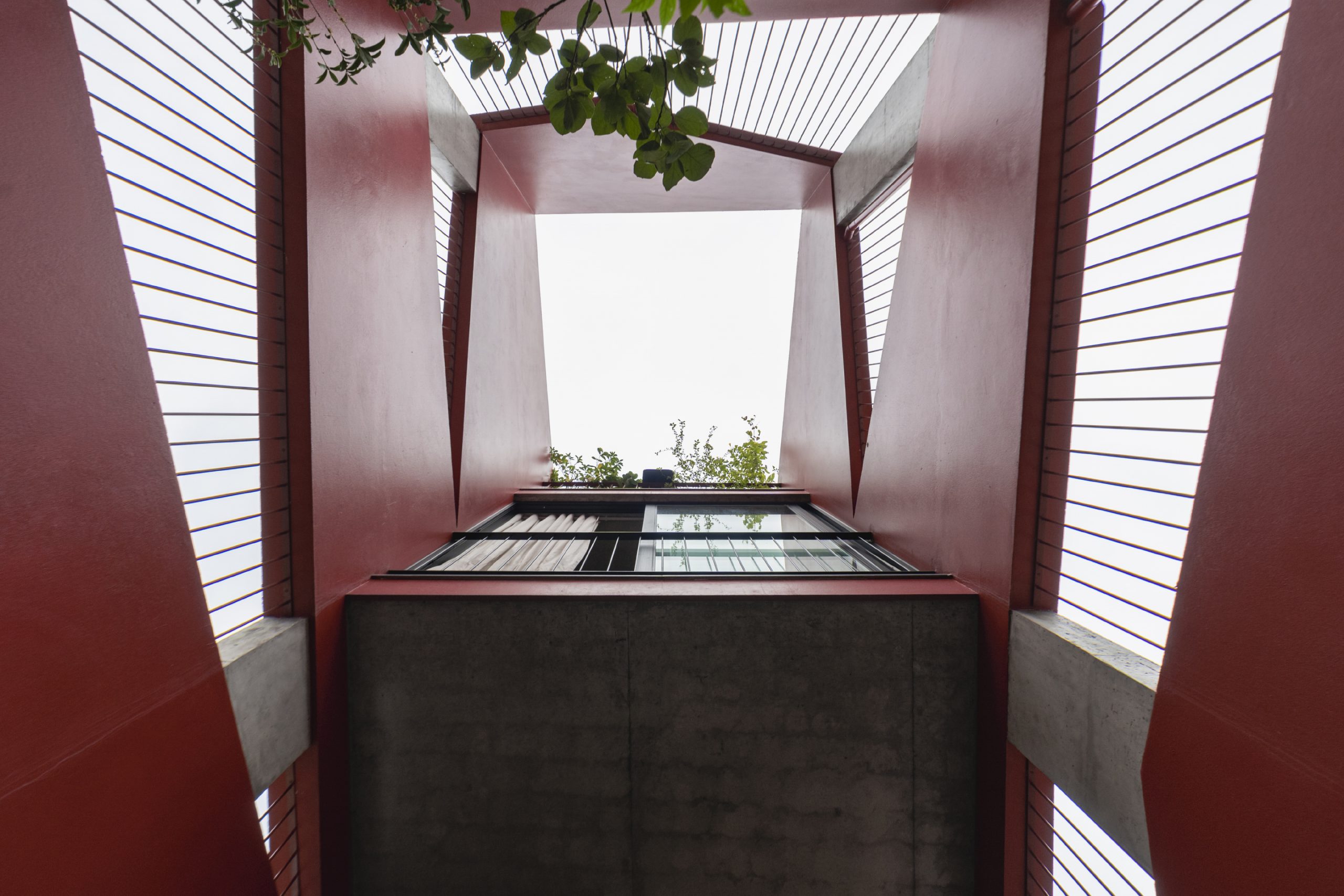 red-facade house